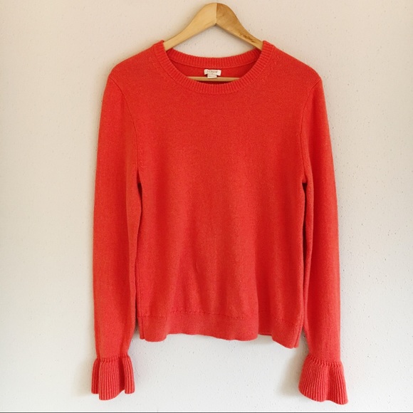 J. Crew Factory Sweaters - J. Crew Factory Orange Ruffle Cuff Sweater